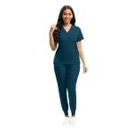 YEZEX Scrubs for Women Set, Women's V-Neck Top & Jogger Scrub Pants, Nursing Uniform Scrubs Set with 8 Pockets, for Nurse Esthetician Workwear (Purple)