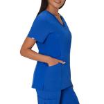 Hanes Women's Healthcare Top, Moisture-Wicking Stretch Scrub Shirts, Ribbed Side Panels, Royal Blue, Large