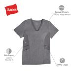 Hanes Women's Healthcare Top, Moisture-Wicking Stretch Scrub Shirts, Ribbed Side Panels, Royal Blue, Large