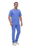 Monarch Uniforms Men's Scrub Set V-Neck Scrub Sets with Nine Large Pockets(Ceil Blue,Medium)