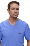 Monarch Uniforms Men's Scrub Set V-Neck Scrub Sets with Nine Large Pockets(Ceil Blue,Medium)