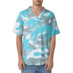 Scrubs for Men V Neck Scrub Tops Short Sleeve Plus Size Scrubs Camo Surgical Uniform Shirts with 3 Pocket Blues XL