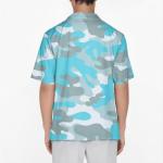 Scrubs for Men V Neck Scrub Tops Short Sleeve Plus Size Scrubs Camo Surgical Uniform Shirts with 3 Pocket Blues XL