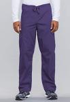 Cherokee Scrub Set for Men and Women from, Traditional Fit V-Neck Top 4777 with Natural Rise Drawstring Cargo Pant 4100, Grape- 4XL Top / 3XL Pant