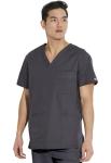 Dickies Scrub Set For Men With V-Neck 5 Pocket Top 81906 with Button Closure Elastic Waistband Pant 81006, Pewter-L Top/L Pant