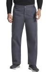 Dickies Scrub Set For Men With V-Neck 5 Pocket Top 81906 with Button Closure Elastic Waistband Pant 81006, Pewter-L Top/L Pant
