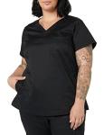 Amazon Essentials Women's Classic Fit V-Neck Short Sleeve Scrub Top (Available in Plus Size), Black, 3X