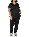Amazon Essentials Women's Classic Fit V-Neck Short Sleeve Scrub Top (Available in Plus Size), Black, 3X
