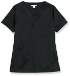 Amazon Essentials Women's Classic Fit V-Neck Short Sleeve Scrub Top (Available in Plus Size), Black, 3X