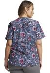 Dickies Dynamix Women Scrubs Top V-Neck Print Plus Size DK623, 2XL, Flor-get About It