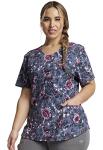 Dickies Dynamix Women Scrubs Top V-Neck Print Plus Size DK623, 2XL, Flor-get About It