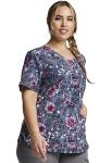Dickies Dynamix Women Scrubs Top V-Neck Print Plus Size DK623, 2XL, Flor-get About It