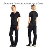 Dagacci Medical Uniform Women's Scrubs Set Stretch Ultra Soft Y-Neck Wrap Top and Pants Black S