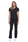 Natural Uniforms Womens 11 Pocket Cool Stretch Cargo Scrub Set (Black, Medium)