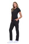 Natural Uniforms Womens 11 Pocket Cool Stretch Cargo Scrub Set (Black, Medium)