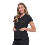 Natural Uniforms Womens 11 Pocket Cool Stretch Cargo Scrub Set (Black, Medium)