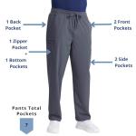 Care+Wear 7-Pocket Straight Leg Pants for Men – Moisture Wicking, Ultra-Soft, Wrinkle-Resistant Medical Scrub Pants (Large, Pewter)