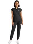 Eadflie Scrubs for Women Set - Stretch Medical Uniform Scrubs - Slim Fit Top & Cargo Pant Scrubs Set with 11 Pockets for Nurse Esthetician Workwear - (Black/L)