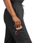 Eadflie Scrubs for Women Set - Stretch Medical Uniform Scrubs - Slim Fit Top & Cargo Pant Scrubs Set with 11 Pockets for Nurse Esthetician Workwear - (Black/L)