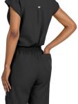 Eadflie Scrubs for Women Set - Stretch Medical Uniform Scrubs - Slim Fit Top & Cargo Pant Scrubs Set with 11 Pockets for Nurse Esthetician Workwear - (Black/L)