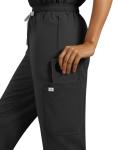 Eadflie Scrubs for Women Set - Stretch Medical Uniform Scrubs - Slim Fit Top & Cargo Pant Scrubs Set with 11 Pockets for Nurse Esthetician Workwear - (Black/L)
