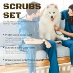 YAVINCOL Scrubs for Women And Men set(Top+Jogger Pants) For Nurse Esthetician Workwear Medical Nursing Uniform Set with Multi Pocket Anti Wrinkle(Men-Blue-XL)