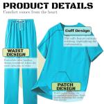YAVINCOL Scrubs for Women And Men set(Top+Jogger Pants) For Nurse Esthetician Workwear Medical Nursing Uniform Set with Multi Pocket Anti Wrinkle(Men-Blue-XL)