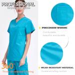 YAVINCOL Scrubs for Women And Men set(Top+Jogger Pants) For Nurse Esthetician Workwear Medical Nursing Uniform Set with Multi Pocket Anti Wrinkle(Men-Blue-XL)