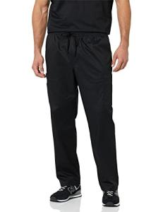 Amazon Essentials Men's Elastic Drawstring Waist Scrub Pant, Black, Medium