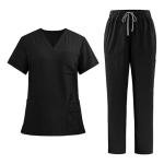 VICOGARD Scrubs Set for Women Medical Uniform – Stretch V-Neck Top & Straight Leg Pants with 9 Pockets for Nurse Esthetician Workwear