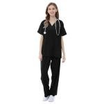VICOGARD Scrubs Set for Women Medical Uniform – Stretch V-Neck Top & Straight Leg Pants with 9 Pockets for Nurse Esthetician Workwear