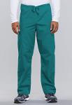 Cherokee Scrub Sets for Women and Men, 6 Pocket Medical Scrubs with V-Neck Top 4876 & Drawstring Cargo Pant 4100, Teal Blue- 3XL Top / 2XL Pant