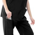 VICOGARD Scrubs Set for Women Medical Uniform – Stretch V-Neck Top & Straight Leg Pants with 9 Pockets for Nurse Esthetician Workwear