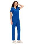 COZYFIT Scrubs for Women - V Neck Top and Bootcut Cargo Straight Pants, Womens Scrub Sets with 12 Pockets, 4 Way Stretch Fabric, Royal Blue, S