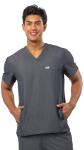 Peelz Peter 4-Pocket V-Neck Scrub Tops for Men - Soft Stretch Fabric Top, Men's Scrubs, Slim Fit, Heather Grey, X-Large