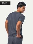 Peelz Peter 4-Pocket V-Neck Scrub Tops for Men - Soft Stretch Fabric Top, Men's Scrubs, Slim Fit, Heather Grey, X-Large