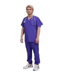 Yoweenton Scrub for Men Scrubs Medical Uniform Man Scrubs Set Medical Scrubs Top and Pants，5-Pocket Top and 5 Pocket Pants