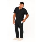 M&M SCRUBS Men's Scrub Set – Stretch V-Neck Multi-Pocket Mens Medical Uniform Scrubs Top & Cargo Pants (Black, Large)