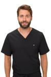 M&M SCRUBS Men's Scrub Set – Stretch V-Neck Multi-Pocket Mens Medical Uniform Scrubs Top & Cargo Pants (Black, Large)