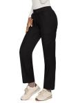 COZYFIT Scrub Pants for Women - Straight-Leg Cargo Pants with 3 Pockets, Drawstring Scrub Pants,Black,M