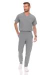 MediChic Men Scrubs Set - Stretch V-Neck Scrub Top with 7-Pocket Pants, Anti-Wrinkle, Yoga Waistband Workwear Scrubs for Men