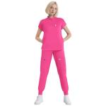 Eipnare Scrubs for Women Set - Cool Stretch Scrub Top & Jogger Pants with 11 Pockets Breathable Nursing Uniform Scrub Suit