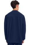 Cherokee Men’s Scrub Jacket Snap Front Medical with 3 Pockets, Knit Cuffs, Soft Fade Resistant 2-Way Stretch - WW360, L, Navy