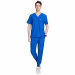 Uniforms World Louis Scrubs Set for Men — Classic V-Neck Stretch Top & Jogger Pants Yoga Waistband, 8 Pockets, Anti-Wrinkle