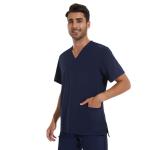 COZYFIT Scrub Top for Men - Stretch V-Neck Scrubs with 3 Pockets, Anti-Wrinkle - Navy Blue, L