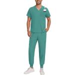 CCHZYSKO Scrubs for Men Stretch V-Neck Scrub Top Jogger Pant with 8 Pockets Work Set Quick Dry Anti-Wrinkle Mens Scrubs Set 01-Turquoise