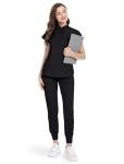 niaahinn Scrubs Set for Women Nurse Uniform Jogger Suit Stretch Top & Pants with Multi Pocket for Nurse Esthetician Workwear (Black, Medium)