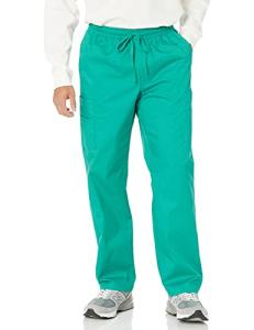 Amazon Essentials Men's Elastic Drawstring Waist Scrub Pant, Emerald Green, Medium
