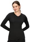 COZYFIT Women’s Underscrub Tee Comfort V-Neck Long Sleeve Undershirt with Soft & Easy Care Fabric Black