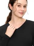 COZYFIT Women’s Underscrub Tee Comfort V-Neck Long Sleeve Undershirt with Soft & Easy Care Fabric Black